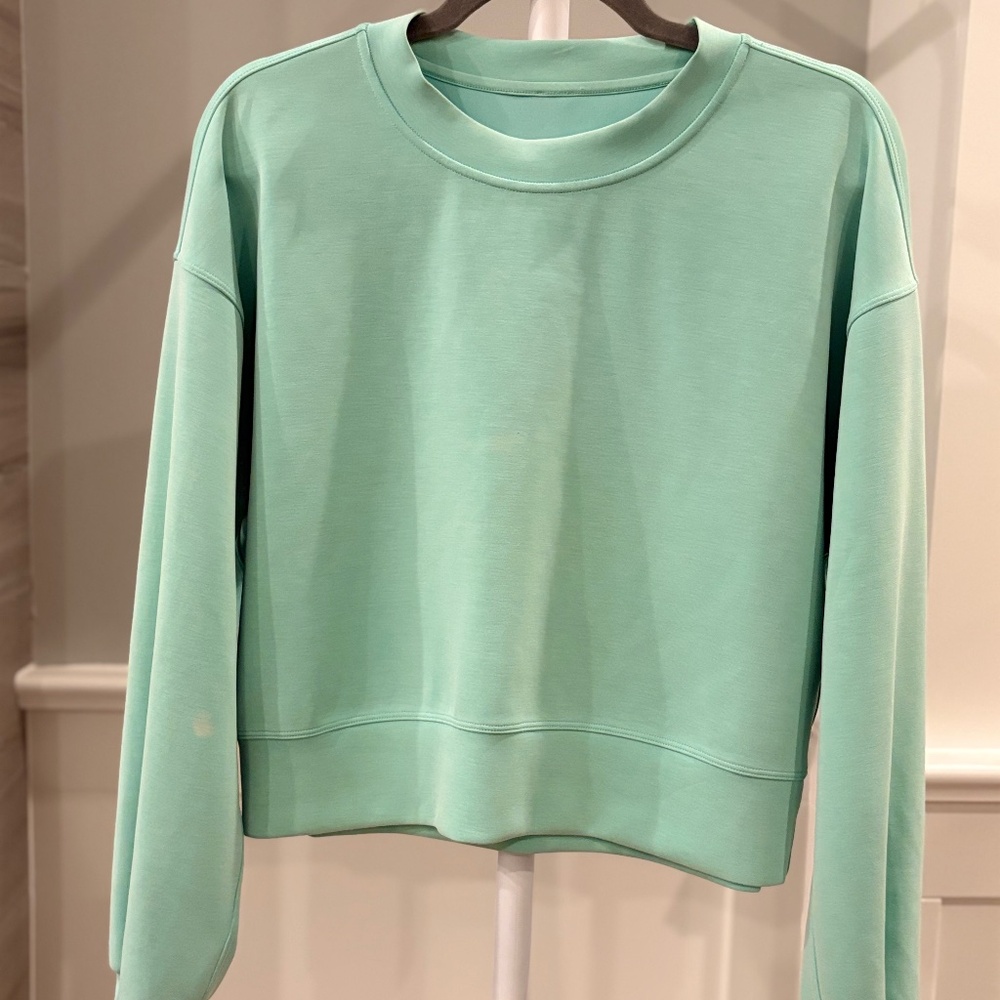 Lululemon Softstreme Cropped Crew Mint Green Size 4 Oversized